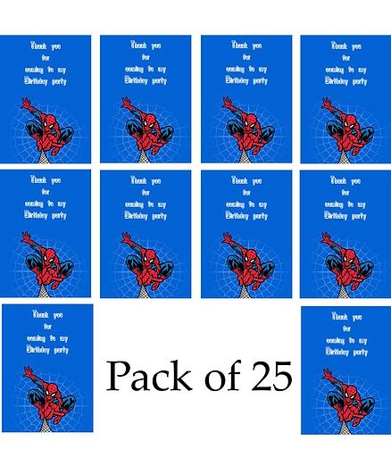 Funcart Spider Man Birthday Party Thank You Cards Blue - Pack of 25