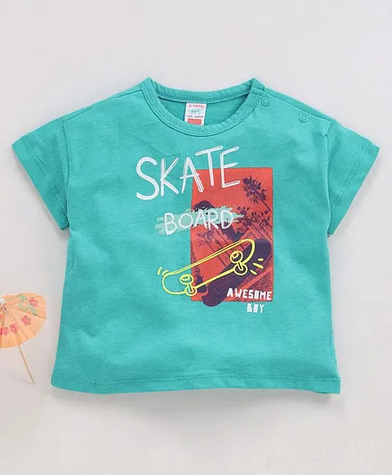 LC Waikiki Half Sleeves Skate Board Print Tee - Blue
