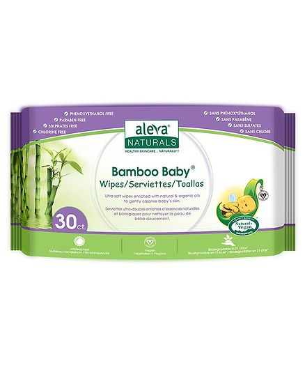 Aleva Naturals Bamboo Baby Wipes - 30 Pieces