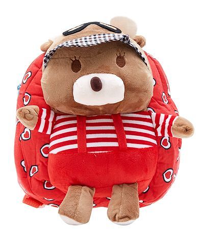 EZ Life Teddy Design Plush Backpack Red - 11.8 inches