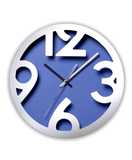EZ Life Chunky Digits Aluminium Wall Clock - Silver & Purple