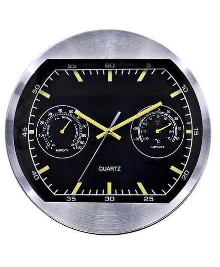 EZ Life Chronograph Aluminium & Glass Wall Clock - Silver & Black