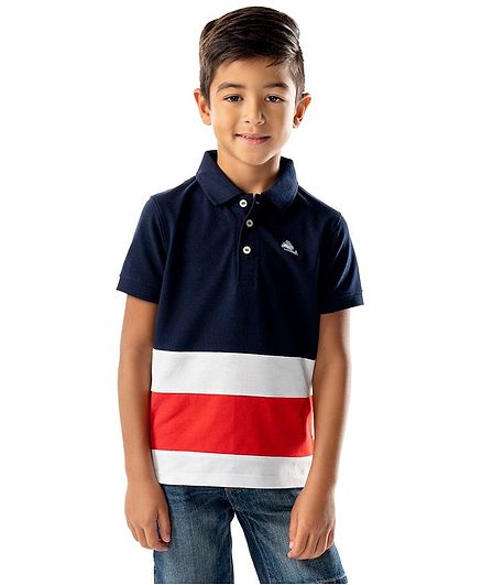 Cherry Crumble by Nitt Hyman Color Block Half Sleeves T-Shirt - Blue