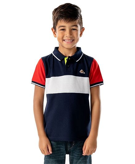 Cherry Crumble by Nitt Hyman Color Block Half Sleeves T-Shirt - Blue