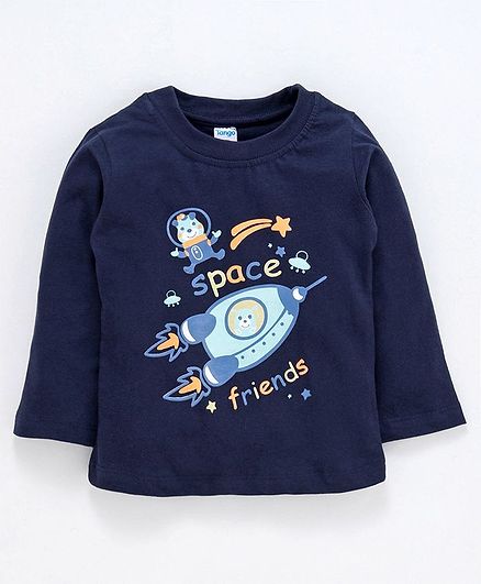 Tango Full Sleeves Tee Space Print - Navy Blue