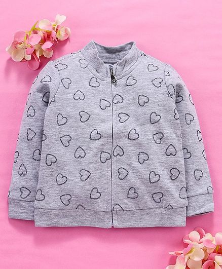 OVS Hearts Print Full Sleeves Jacket - Grey