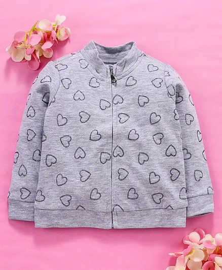 OVS Hearts Print Full Sleeves Jacket - Grey