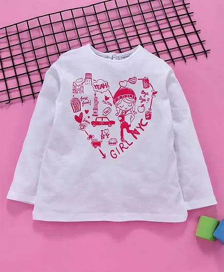 OVS Full Sleeves Girl On A Trip Print Tee - White