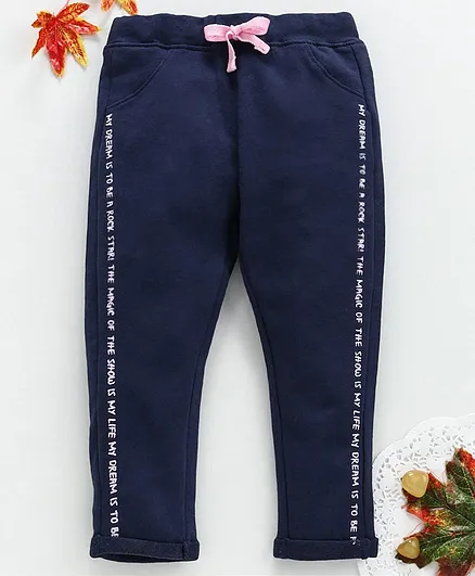 OVS Full Length Text Print Lounge Pants - Navy Blue
