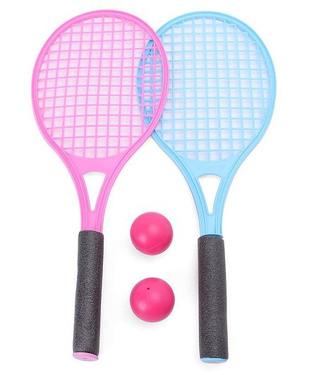 Peppa Pig Tennis Bat Set With Balls - Pink & Blue