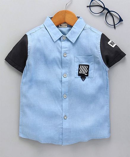 Kookie Kids Half Sleeves Solid Colour Shirt - Blue