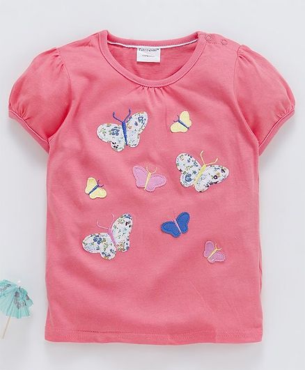 Kookie Kids Half Sleeves Tee Butterfly Patch - Pink