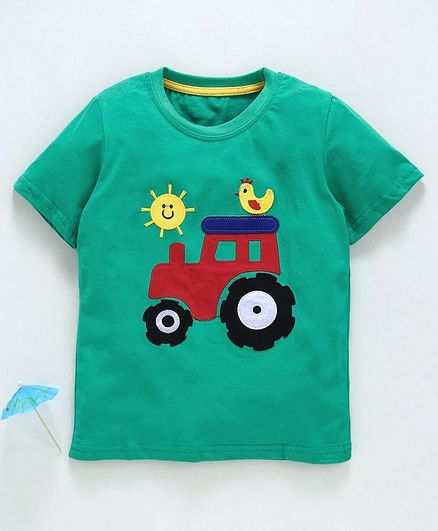 Kookie Kids Half Sleeves Tee Tractor Patch - Green