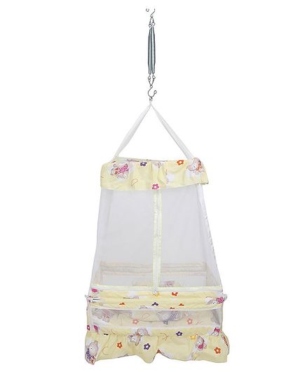 VParents King Baby Crib Cradle with Bed Pillow and Hanging Spring Yellow - Design May Vary