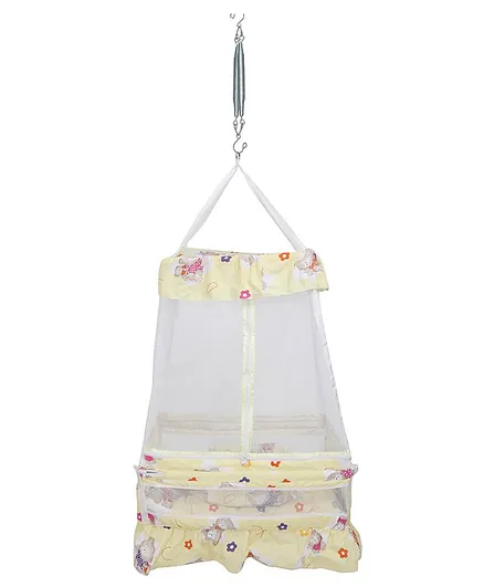 VParents King Baby Crib Cradle with Bed Pillow and Hanging Spring Yellow - Design May Vary