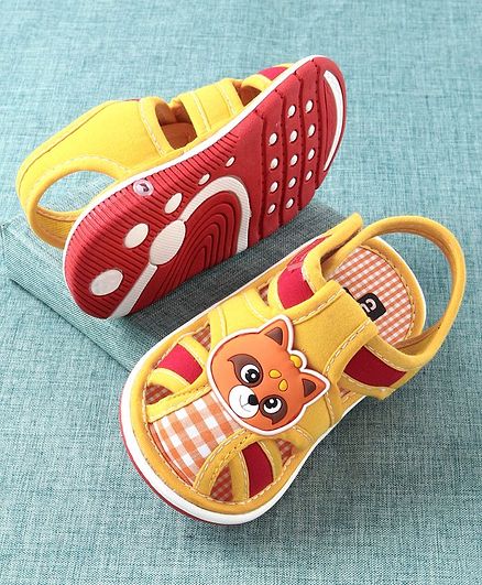 Cute Walk by Babyhug Sandals Fox Patch - Yellow