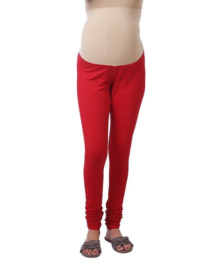 Kriti Maternity Leggings With Tummy Hug - Red