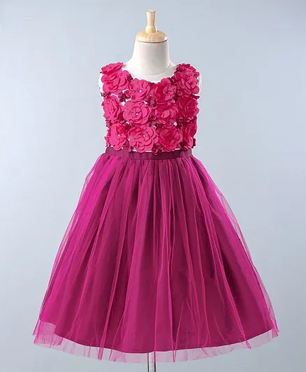 A Little Fable Flower Applique Sleeveless Dress - Purple