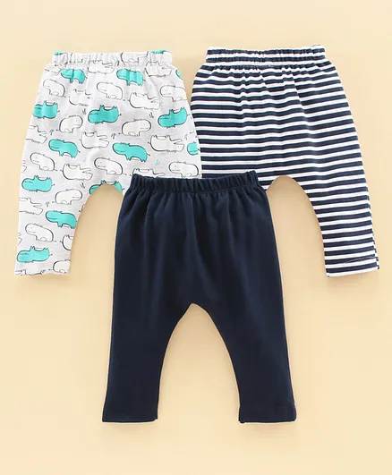 Babyhug Diaper Leggings Animal Print Pack of 3 - Multicolor