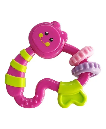 Buddsbuddy BPA Free Attractive Color Animal Shape Rattle for Kids - Pink Green