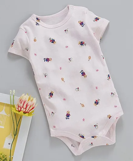 Yiyi Garden Half Sleeves Onesie Dog Print - Light Pink