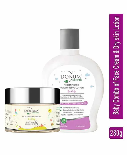 Donum Naturals Oatmeal, Vitamin F & Saffron Moisturizing Cream 60 gm & Massage Oil Lotion Combo For Baby - 220 ml