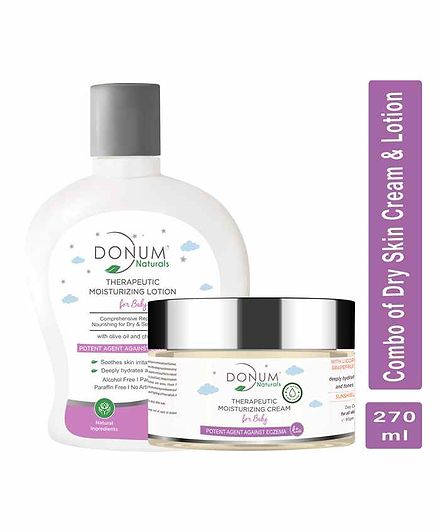 Donum Naturals Dry Skin Moisturizing Cream & Massage Oil in Lotion Combo For Baby - 220 ml & 50 gm