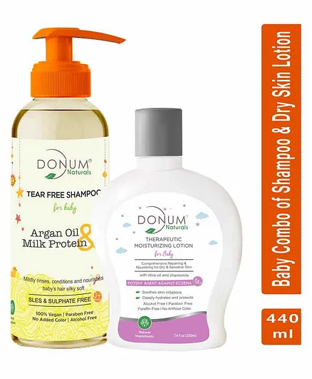 Donum Naturals Baby Combo Of Tear Free Shampoo & Therapeutic Lotion for Dry Sensitive Skin - Each 220 ml
