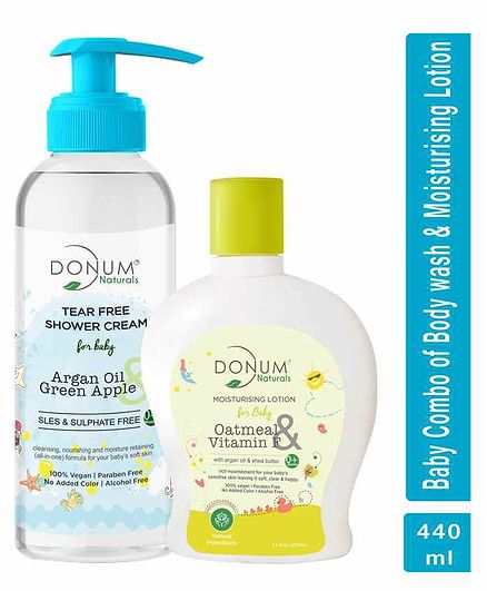 Donum Naturals Baby Combo Of Tear Free Body Wash & Oatmeal Vitamin F Moisturizing Lotion - Each 220 ml
