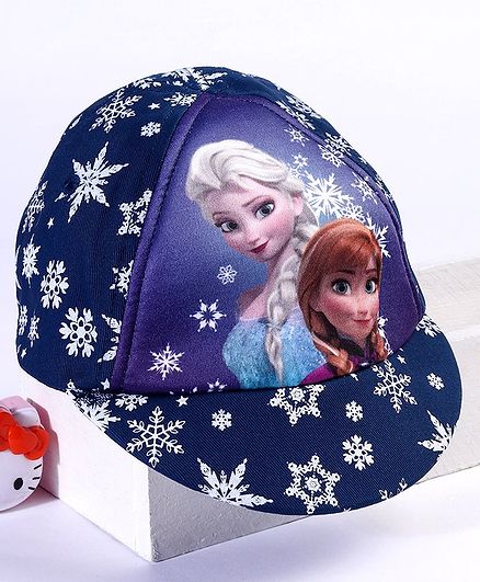 Babyhug Summer Cap Disney Frozen Print Navy Blue - Diameter 15.5 cm