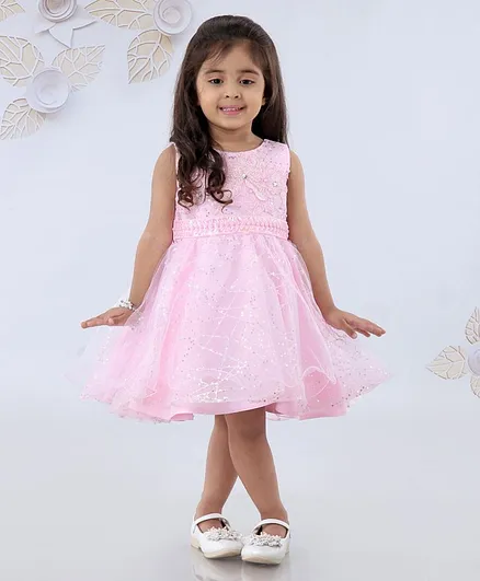 Mark & Mia Sleeveless Party Wear Embellished Frock - Pink