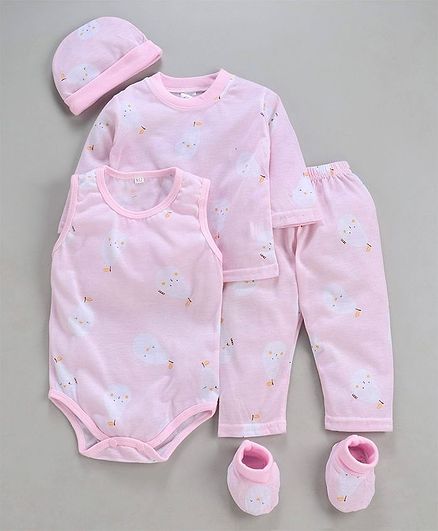 MFM 5 Piece Clothing Gift Set Allover Print - Light Pink