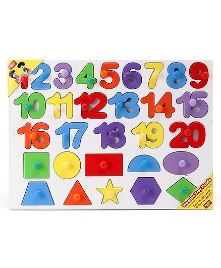 Anindita Wooden 1 to 20 Numbers & Shapes Puzzle Multicolor - 30 Pieces