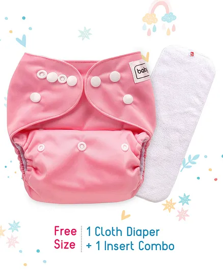 Babyhug Free Size Reusable Cloth Diaper With Insert - Pink