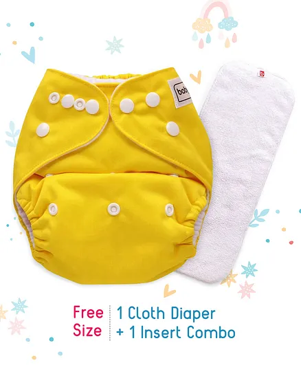 Babyhug Free Size Reusable Cloth Diaper With Insert - Yellow