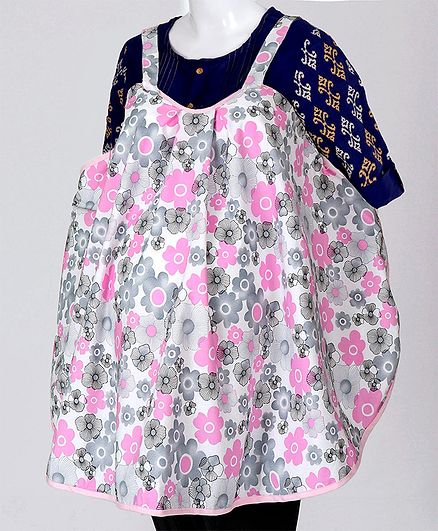 Babyhug Multi Purpose 100 % Cotton Breast Feeding Nursing Cape Floral Print - Grey Pink