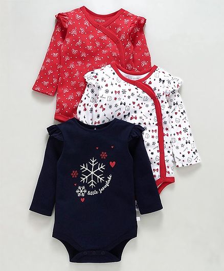 Babyoye Full Sleeves Cotton Onesies Pack of 3 - Multicolor