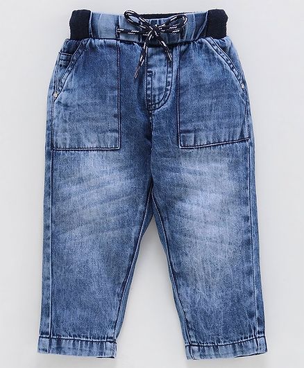 Babyoye Full Length Denim Jeans With Drawstring - Blue