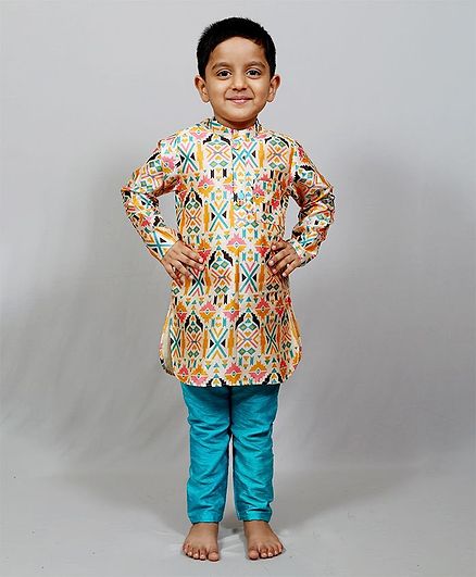 KIRTI AGARWAL PRET N COUTURE Abstract Print Full Sleeves Kurta With Pajama - Multi Color