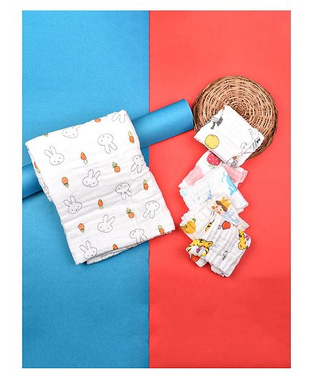 Mom's Home Multi Purpose Wash Cloth Towel Pack of 5 - White