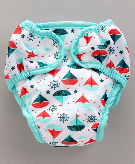 Paw Paw Reusable Diaper Boat Print - Blue
