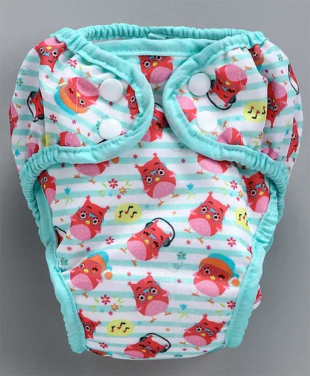 Paw Paw Reusable Diaper Owl Print - Green