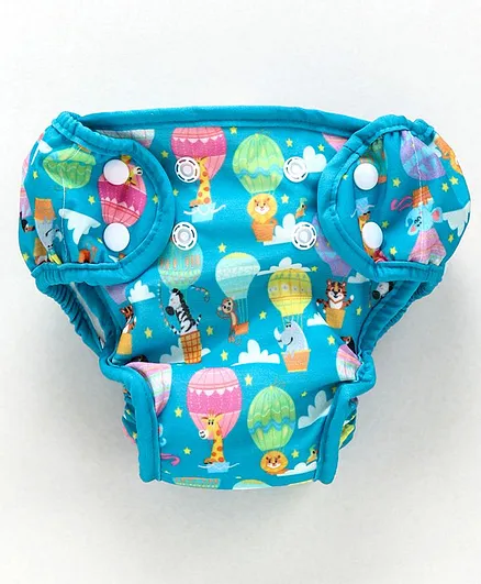 Paw Paw Reusable Diaper with Insert Pad Cartoon Print Blue - Medium