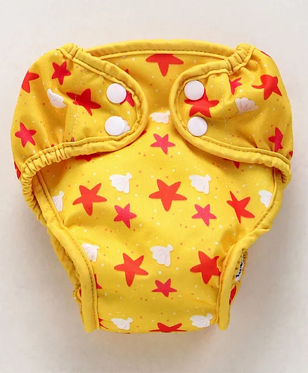 Paw Paw Reusable Diaper Starfish Print - Yellow