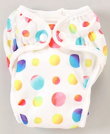 Paw Paw Reusable Diaper Polka Dots Print - White