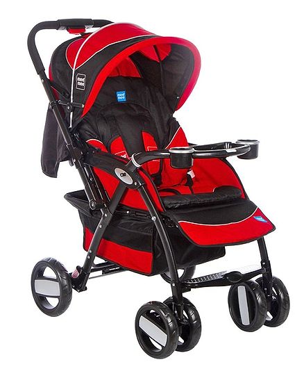 Mee Mee Advanced Baby Pram With Shock Absorber Wheels - Red