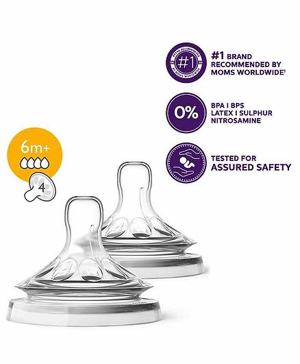 Philips Avent Natural Teat Fast Flow Plus 4 Holes - Set of 2