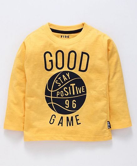 Fido Full Sleeves Tee Good Game Print - Yellow