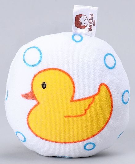 Baby Bath Sponge Duck Print - White Yellow