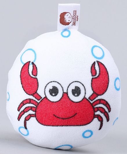 Baby Bath Sponge Crab Print - White Red